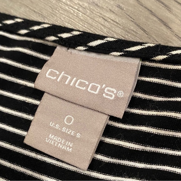Chico’s Striped Front Pocket Tunic Shirt Women’s 0 (US - S) Stretch 3/4 Sleeves - Picture 3 of 11
